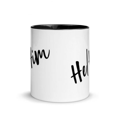 He/Him Pronouns Coffee Mug Cup with Color Accents - Various Color Options - Image 2