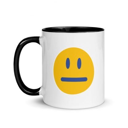 Emoji Neutral Expressionless Coffee Cup Mug with Color Inside - Various Color Options - Image 2