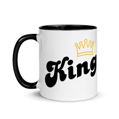 KIng and Crown Coffee Mug with Color Inside - Various Color Options - Image 3