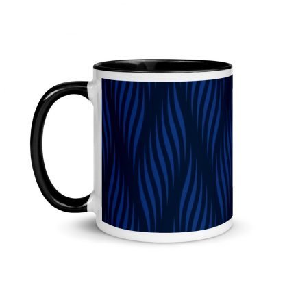 Blue Waves Coffee Mug Cup with Black Accent Color - Image 3