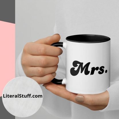 Mrs. Statement Mug Cup with Color Accents - Various Color Options - Image 6