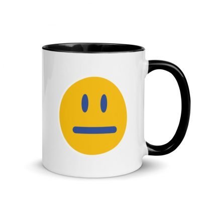 Emoji Neutral Expressionless Coffee Cup Mug with Color Inside - Various Color Options