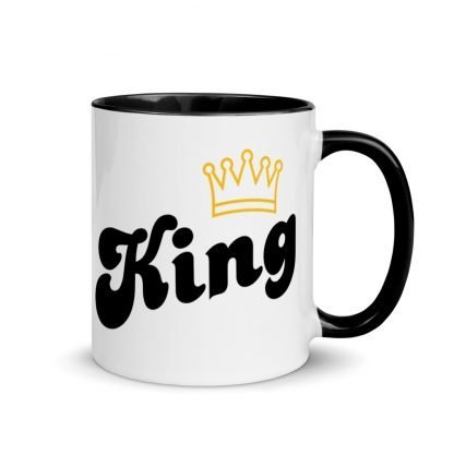 KIng and Crown Coffee Mug with Color Inside - Various Color Options