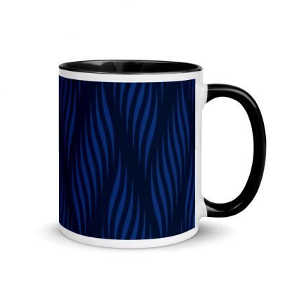 Blue Waves Coffee Mug Cup with Black Accent Color