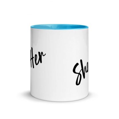 She/Her Pronouns Coffee Mug Cup with Color Accents - Various Color Options - Image 12