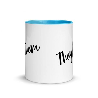 They/Them Pronouns Coffee Mug Cup with Color Accents - Various Color Options - Image 12