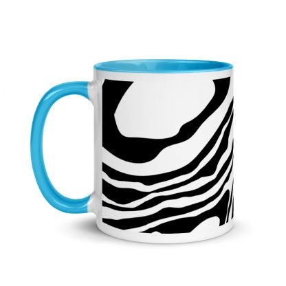 Black and White Paint Pour Design Coffee Mug Cup with Color Inside - Various Color Options - Image 12