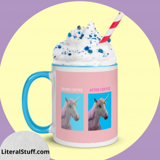 Magical Unicorn Coffee Mug with Accent Color - Various Color Options