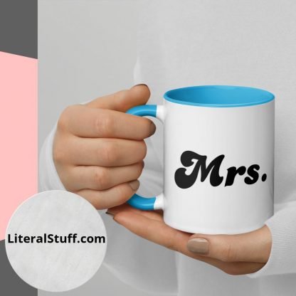 Mrs. Statement Mug Cup with Color Accents - Various Color Options - Image 2