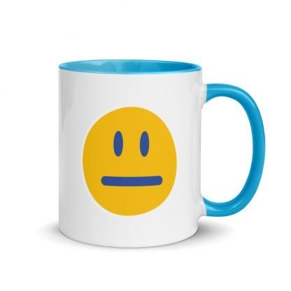 Emoji Neutral Expressionless Coffee Cup Mug with Color Inside - Various Color Options - Image 3