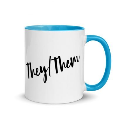 They/Them Pronouns Coffee Mug Cup with Color Accents - Various Color Options - Image 11