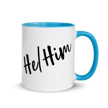 He/Him Pronouns Coffee Mug Cup with Color Accents - Various Color Options - Image 10
