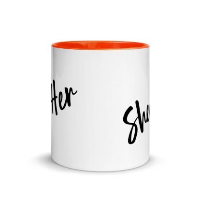 She/Her Pronouns Coffee Mug Cup with Color Accents - Various Color Options - Image 9