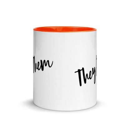 They/Them Pronouns Coffee Mug Cup with Color Accents - Various Color Options - Image 9
