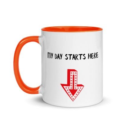 My Day Starts Here Coffee Cup Mug with Color Inside - Various Color Options - Image 6