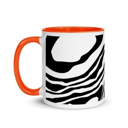 Black and White Paint Pour Design Coffee Mug Cup with Color Inside - Various Color Options - Image 9
