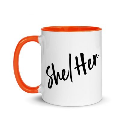 She/Her Pronouns Coffee Mug Cup with Color Accents - Various Color Options - Image 10