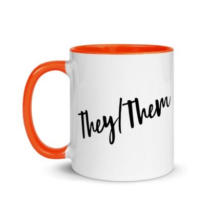 They/Them Pronouns Coffee Mug Cup with Color Accents - Various Color Options - Image 10