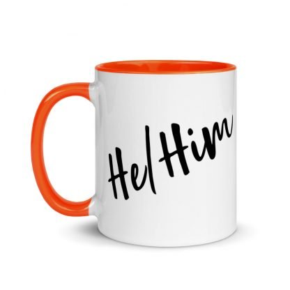 He/Him Pronouns Coffee Mug Cup with Color Accents - Various Color Options - Image 9