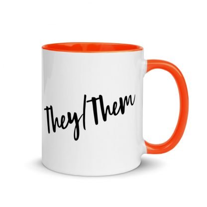 They/Them Pronouns Coffee Mug Cup with Color Accents - Various Color Options - Image 8