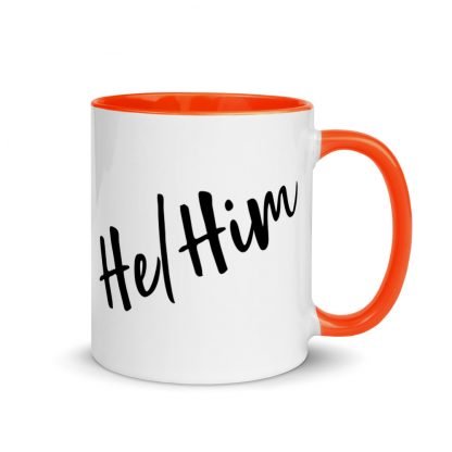 He/Him Pronouns Coffee Mug Cup with Color Accents - Various Color Options - Image 7