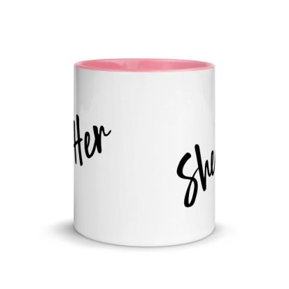 She/Her Pronouns Coffee Mug Cup with Color Accents - Various Color Options - Image 14