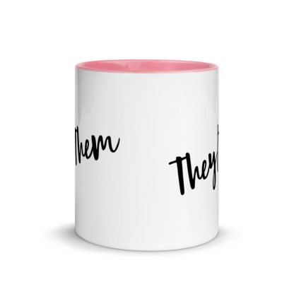 They/Them Pronouns Coffee Mug Cup with Color Accents - Various Color Options - Image 15