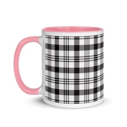 Plaid Coffee Mug Cup with Color Inside - Various Color Options - Image 15