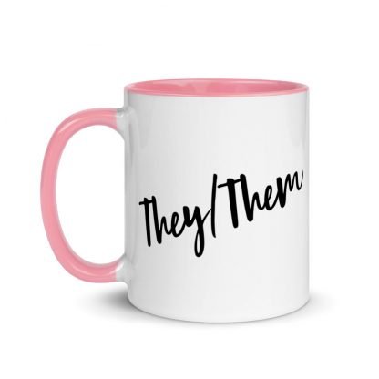 They/Them Pronouns Coffee Mug Cup with Color Accents - Various Color Options - Image 16