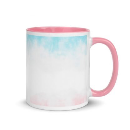 LGBTQ Trans Flag Inspired Colors Coffee Mug with Color Accents - Color Options Pink or Blue - Image 4