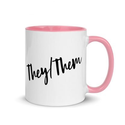 They/Them Pronouns Coffee Mug Cup with Color Accents - Various Color Options - Image 14