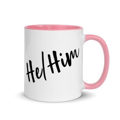 He/Him Pronouns Coffee Mug Cup with Color Accents - Various Color Options - Image 13
