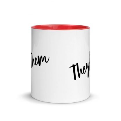 They/Them Pronouns Coffee Mug Cup with Color Accents - Various Color Options - Image 6