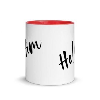 He/Him Pronouns Coffee Mug Cup with Color Accents - Various Color Options - Image 5