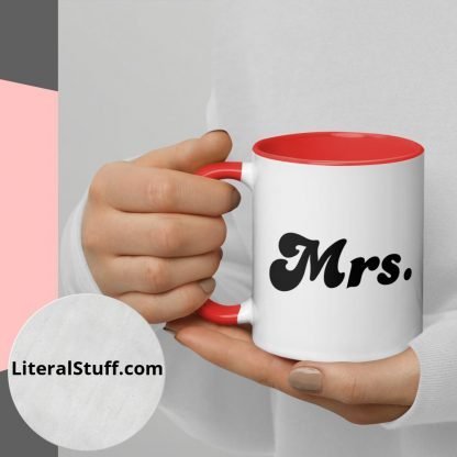 Mrs. Statement Mug Cup with Color Accents - Various Color Options - Image 4