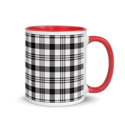 Plaid Coffee Mug Cup with Color Inside - Various Color Options - Image 4