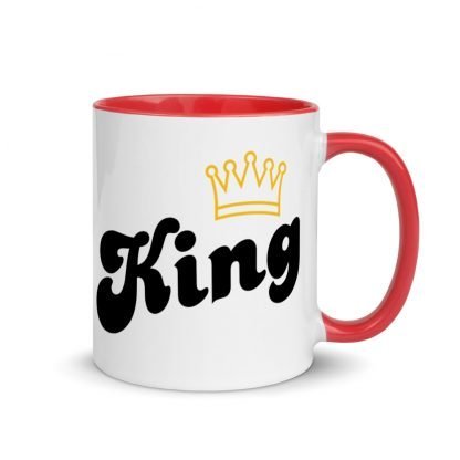 KIng and Crown Coffee Mug with Color Inside - Various Color Options - Image 4
