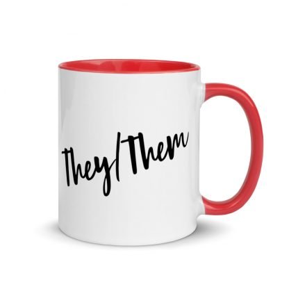 They/Them Pronouns Coffee Mug Cup with Color Accents - Various Color Options - Image 5