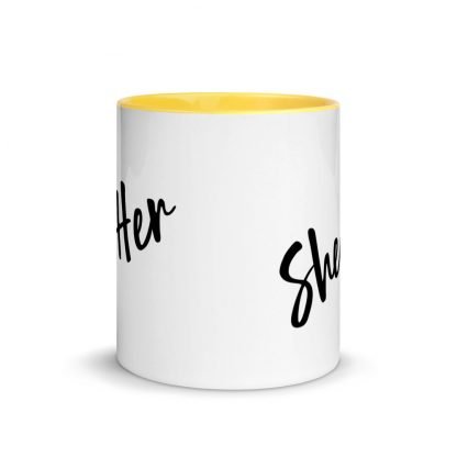 She/Her Pronouns Coffee Mug Cup with Color Accents - Various Color Options - Image 17