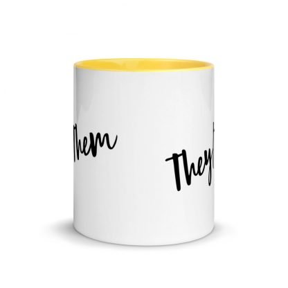 They/Them Pronouns Coffee Mug Cup with Color Accents - Various Color Options - Image 17