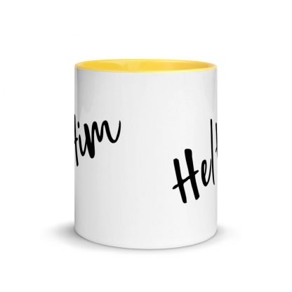 He/Him Pronouns Coffee Mug Cup with Color Accents - Various Color Options - Image 17