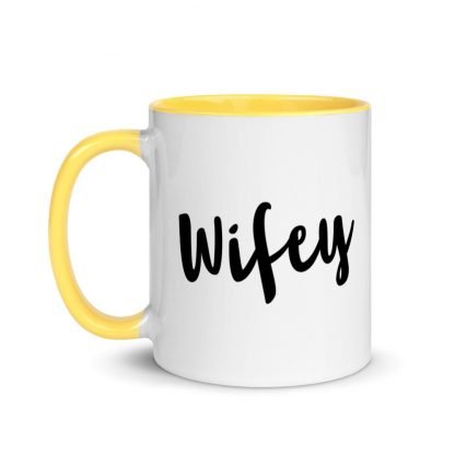 Wifey Coffee Cup Mug with Color Inside - Various Color Options - Image 12