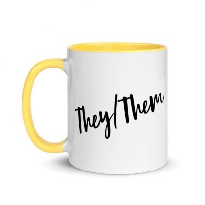 They/Them Pronouns Coffee Mug Cup with Color Accents - Various Color Options - Image 18