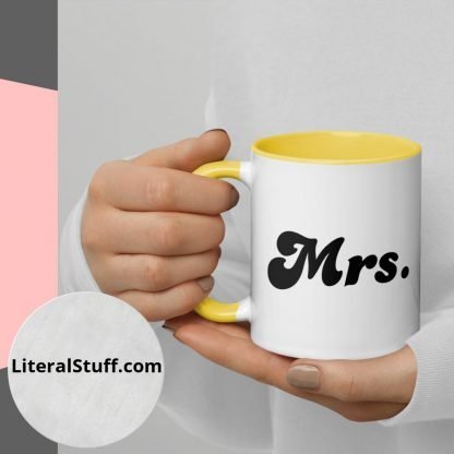 Mrs. Statement Mug Cup with Color Accents - Various Color Options - Image 5
