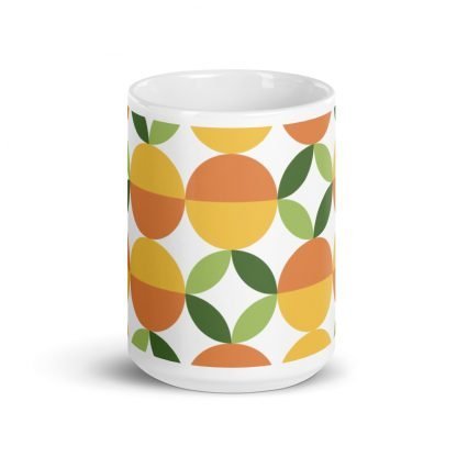 Oranges Mod Design 15oz White Glossy Mug Cup - Image 3