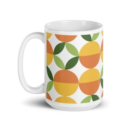 Oranges Mod Design 15oz White Glossy Mug Cup - Image 2
