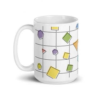 Geometric Design15oz White Glossy Mug Cup - Image 2
