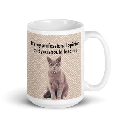 Feed your cat 11oz or 15oz White Glossy Mug Cup - Image 4