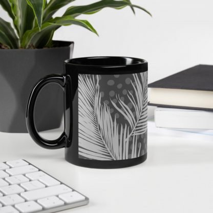 Palm Summer Black Glossy Mug - Image 2