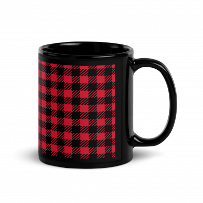 Red and Black Plaid Flannel Black Glossy Mug Cup 11oz or 15oz - Image 4